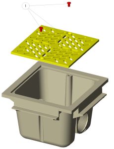 Square main drain - for concrete pools - Light grey photo