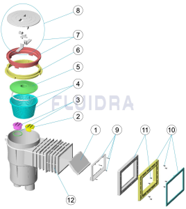 Skimmer with standard opening, extended throat and face plate with round lid photo