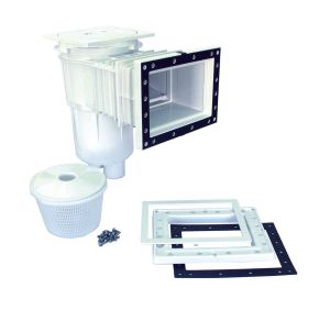 Skimmer with standard opening and extended throat with round lid - Blanco photo