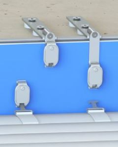 Sistema seguridad inox para fijar a pared con correa de PVC arena photo