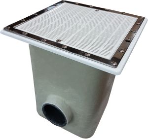 Norm Main drain in polyester and fibreglass 507mm x 507mm Plastic Grill  Ø 125 mm photo