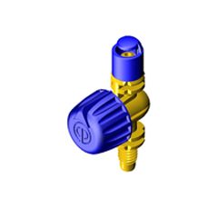 Microdifusor ajustable 180 ° Rosca 10-32 UNF Base amarilla cabeza azul  photo