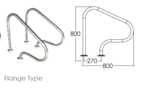 Exit railings, 800x800mm AISI316 with flanges photo